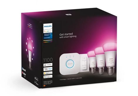 Hue Bluetooth 3x žárovka LED E27 A60 9W 1100lm 2000-6500K RGB + Bridge můstek + ovladač 11