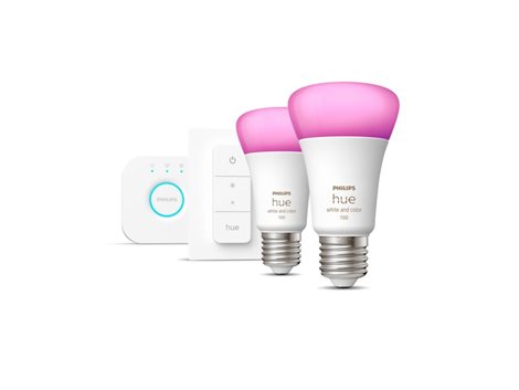 Hue sada Bridge + 2x WACA LED žárovka E27 A60 9W 1100lm 2000-6500K RGB IP20 + ovladač 2