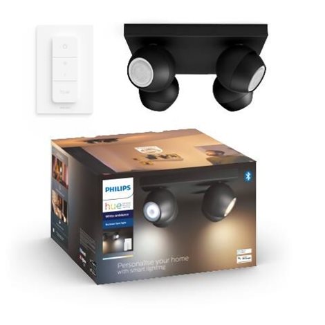 Hue WA Buckram bodové LED svítidlo 4x GU10 5W 350lm 2200-6500K IP20, černé + ovladač 1