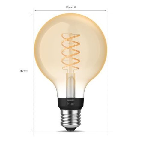 HUE White LED Filament žárovka E27 G93 7W 550lm 2100K IP20, stmívatelná 3