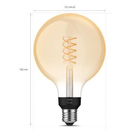 HUE White LED Filament žárovka E27 G125 7W 550lm 2100K IP20, stmívatelná 3