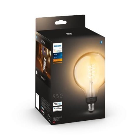HUE White LED Filament žárovka E27 G125 7W 550lm 2100K IP20, stmívatelná 5
