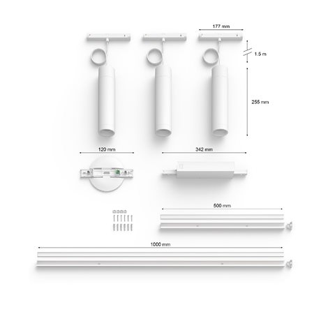 Hue Perifo lištové svítidlo se 3 závěsy, LED WACA 15,6W 1530lm 2000-6500K RGB, bílá 6