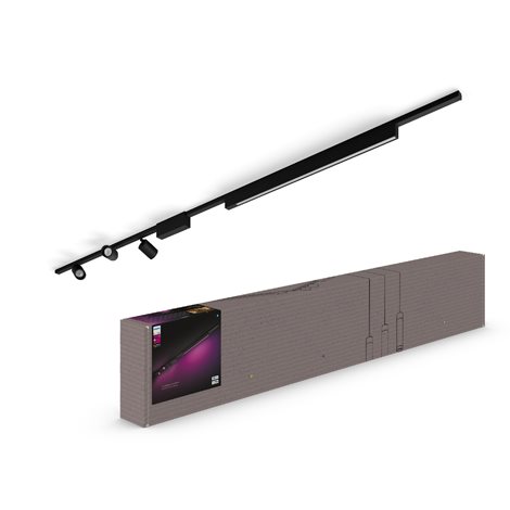 Hue Perifo lištové svítidlo 3 spoty+panel, LED WACA 44,6W 3580lm 2000-6500K RGB, černá 2