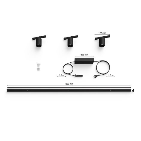 Hue Perifo lištové nástěnné svítidlo se 3 spoty, LED WACA 15,6W 1530lm 2000-6500K RGB, černá 4