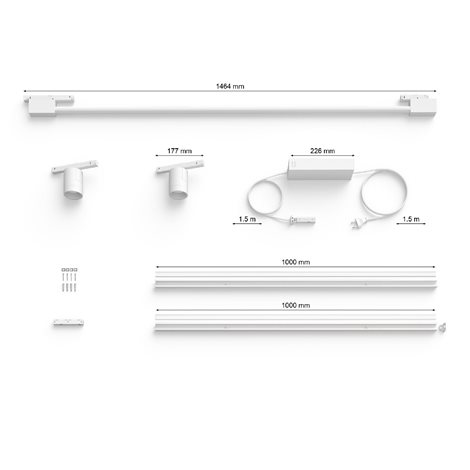 Hue Perifo lištové nástěnné svít. 2 spoty+Gradient Tube, LED WACA 39,9W 3620lm 2000-6500K RGB bílá 4