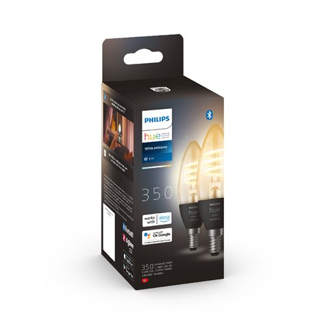 Sada 2x Hue WA Filament žárovka LED E14 B39 4,6W 350lm 2200-4500K IP20 5