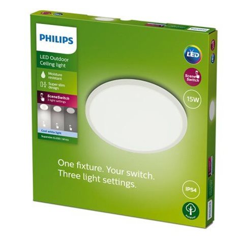 Superslim CL550 venkovní přisazené LED svítidlo 15W 1500lm 4000K krokové stmívání IP54 25cm, bílé 5