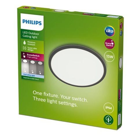 Superslim CL550 venkovní přisazené LED svítidlo 15W 1500lm 4000K krokové stmívání IP54 25cm, černé 3