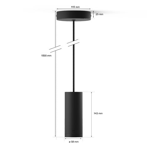 Černý závěsný kabel pro žárovky Philips Hue E27, IP20 3