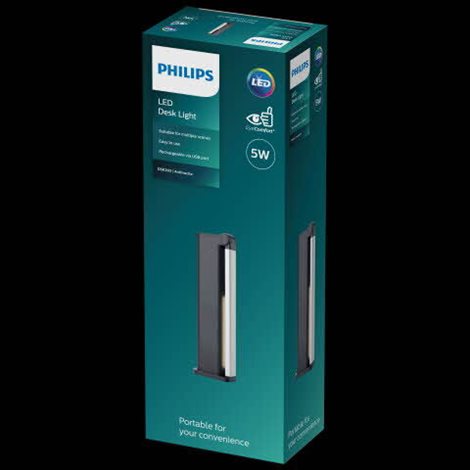 Amber přenosná stolní LED lampa 1x5W 120lm 4000K IP20 USB, krokové stmívání, černá 6