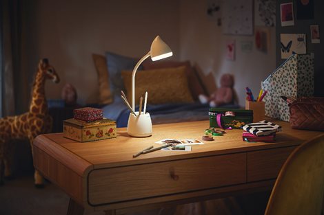 Hat stolní LED lampa USB 1x4,5W 80lm 3000/4000/5700K IP20, krokové stmívání, bílá 3