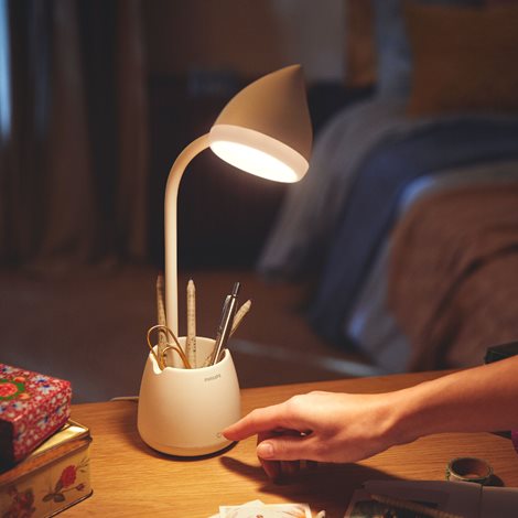 Hat stolní LED lampa USB 1x4,5W 80lm 3000/4000/5700K IP20, krokové stmívání, bílá 4