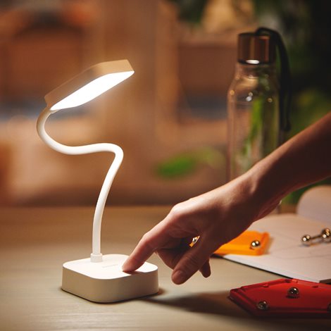 Rock stolní LED lampa 1x5W 90lm 5000K IP20 USB, stmívatelná, bílá 2