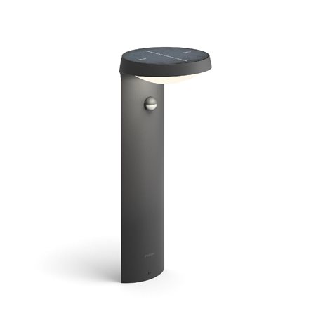 Tyla IR solární venkovní sloupkové LED svítidlo se senzorem 1,2W 255lm 3000K IP44 40cm, antracit 11