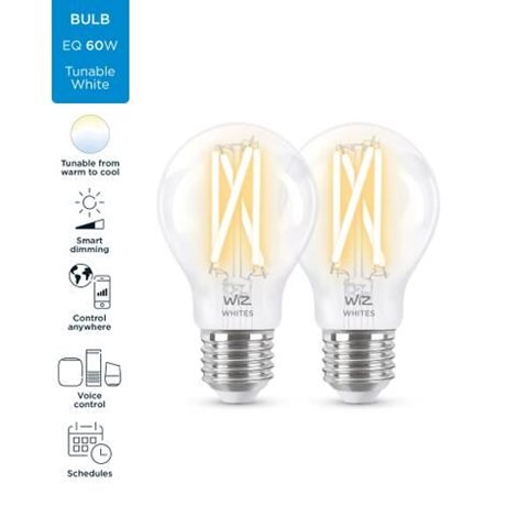 WiZ SET 2x LED žárovka E27 A60 Filmant 7W (60W) 806lm 2700-6500K IP20, stmívatelné 2