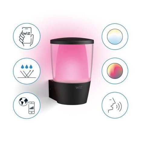 WiZ Elpas venkovní nástěnné LED svítidlo 8,5W 650lm 2700-5000K RGB IP44, černé 4