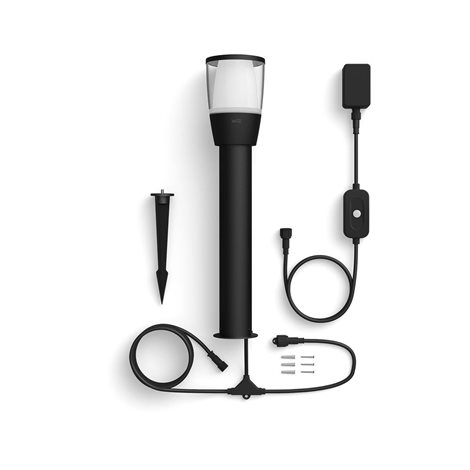 WiZ Elpas 12V venkovní sloupkové LED svítidlo 4,8W 320lm 2700-5000K RGB IP65 52cm, černé-Starter Kit 3