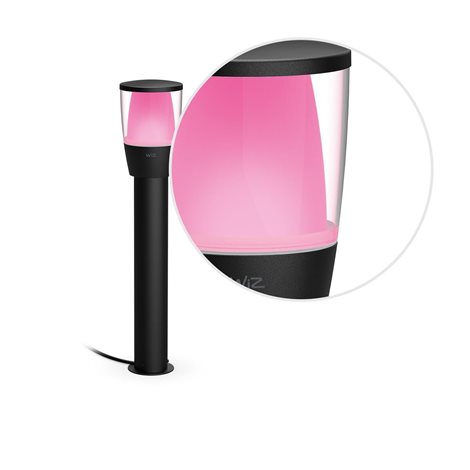 WiZ Elpas 12V venkovní sloupkové LED svítidlo 4,8W 320lm 2700-5000K RGB IP65 52cm, černé-Starter Kit 9