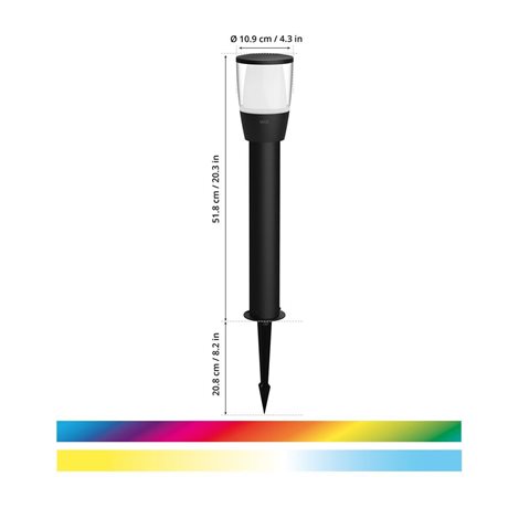 WiZ Elpas 12V venkovní sloupkové LED svítidlo 3,6W 320lm 2700-5000K RGB IP65 52cm, černé - rozšíření 2