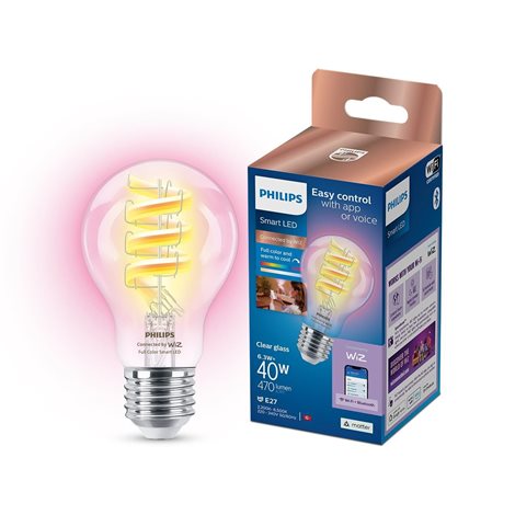 WiZ LED žárovka E27 A60 6,3W 470lm 2200-6500K RGB IP20, stmívatelná 1