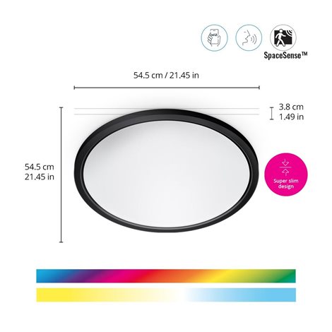 WiZ SuperSlim přisazené LED svítidlo 32W 3750lm 2700-6500K RGB IP20 54cm, černé 4