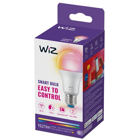 WiZ LED žárovka Easy to control A60 E27, 100W, 2200-6500K, 822-65 RGB 1PF/6