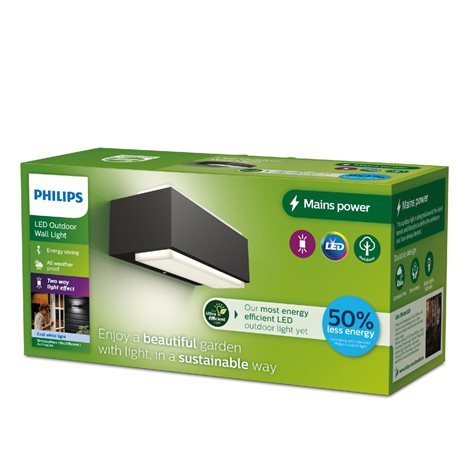 Stratosphere UltraEfficient venkovní nástěnné LED svítidlo 3,8W 800lm 4000K IP44, antracitové 3