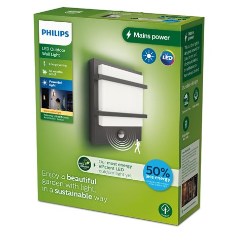 Petronia UltraEfficient venkovní nástěnné svítidlo se senzorem LED 3,8W 800lm 2700K IP44, antracit 3