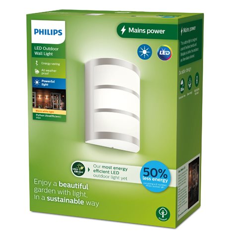 Python UltraEfficient venkovní nástěnné svítidlo LED 3,8W 800lm 2700K IP44, nerezové 4