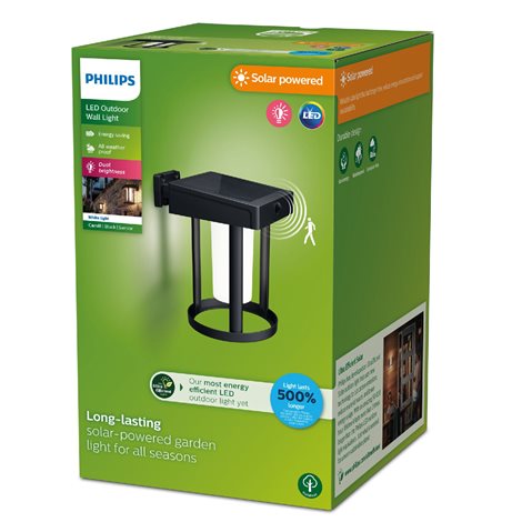 Camil UltraEfficient solární venkovní nástěnné LED svítidlo 1,4W 250lm 3000K IP44, černé 2