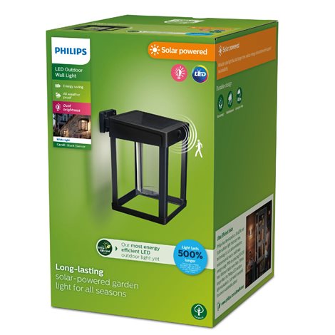 Camil UltraEfficient solární venkovní nástěnné LED svítidlo 1,4W 250lm 3000K IP44, černé 2
