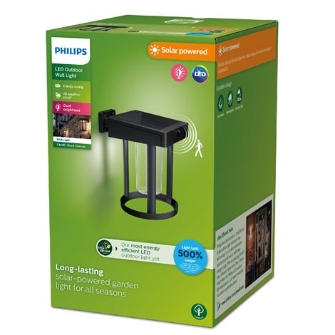 Camil UltraEfficient solární venkovní nástěnné LED svítidlo 1,4W 250lm 3000K IP44, černé 2