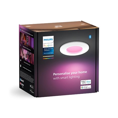 Hue WCA Slim koupelnové zápustné svítidlo LED 8,3W 750lm 2200-6500K RGB 9cm kulaté IP44, bílé 9