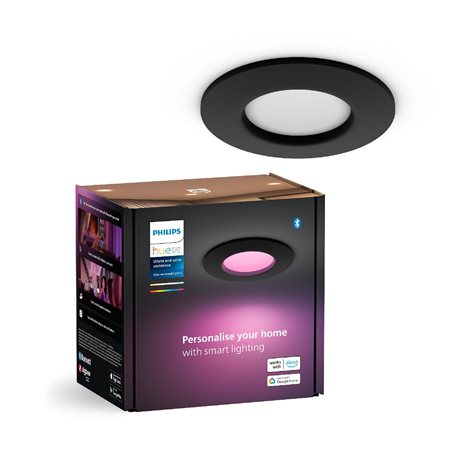 Hue WCA Slim koupelnové zápustné svítidlo LED 8,3W 790lm 2200-6500K RGB 9cm kulaté IP44, černé 1