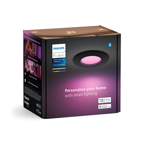 Hue WCA Slim koupelnové zápustné svítidlo LED 8,3W 790lm 2200-6500K RGB 9cm kulaté IP44, černé 8
