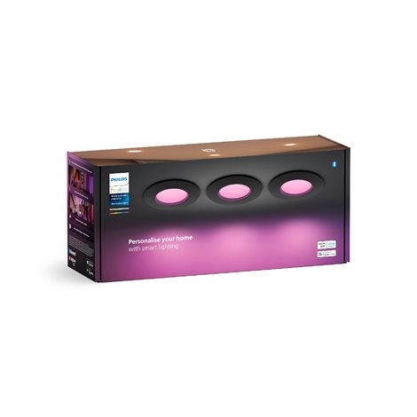 Hue WCA Slim zápustné svítidlo 3x LED 8,3W 790lm 2200-6500K RGB CRI80 9cm kulaté IP44, černé 7