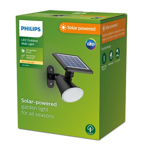 Jivix solární venkovní nástěnné LED svítidlo 1,4W 150lm 2700K IP44, černé 2