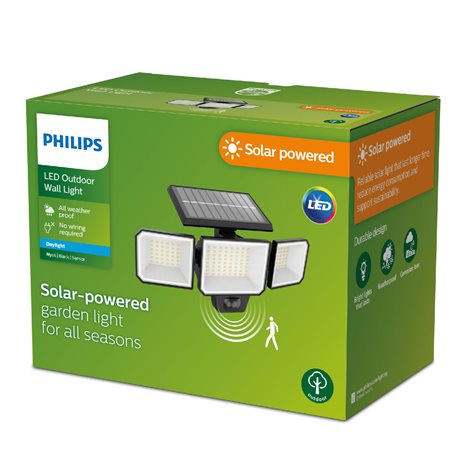 Nysil solární bezpečnostní nástěnné LED svítidlo se senzorem 8,7W lm 5000K IP65, černé 2