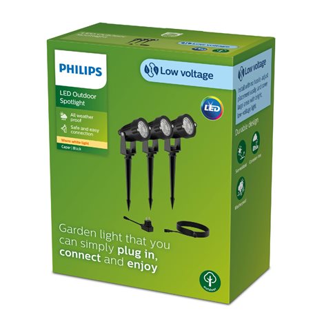 Caper GardenLink venkovní nízkonapětové zemní svítidlo 3x LED 1,5W 180lm 2700K 24V IP44, černé 2