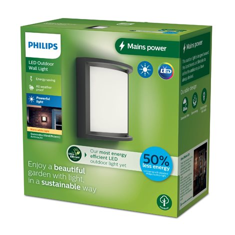 Samondra UltraEfficient venkovní nástěnné LED svítidlo 3,8W 800lm 2700K IP44, antracitové 3