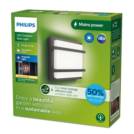 Petronia UltraEfficient venkovní nástěnné LED svítidlo 3,8W 800lm 2700K IP44, antracitové 3