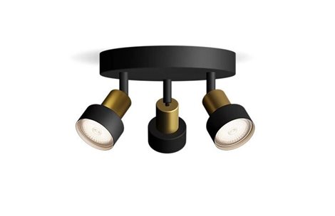 Conduit bodové svítidlo 3x GU10 5W bez zdroje 20cm kulaté IP20, černé/zlaté 1