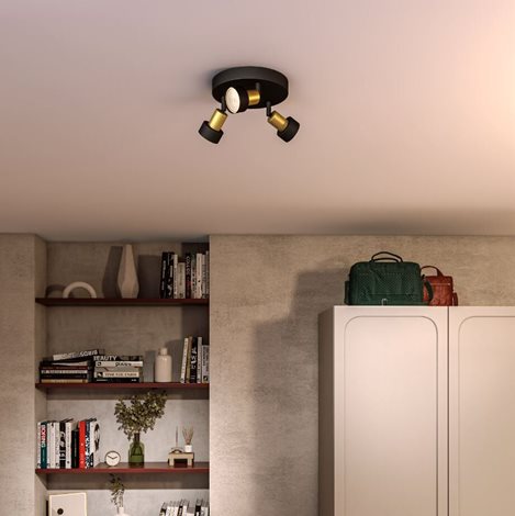 Conduit bodové svítidlo 3x GU10 5W bez zdroje 20cm kulaté IP20, černé/zlaté 2