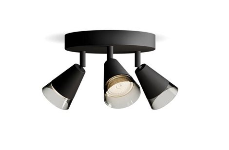 Cleft bodové svítidlo 3x GU10 5W bez zdroje 20cm kulaté IP20, černé 1
