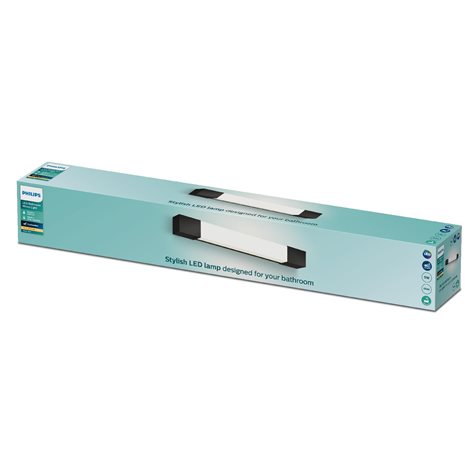 Rover koupelnové nástěnné svítidlo LED 5W 450lm 2700K nestmívatelné 44cm hranaté IP44, černé 2