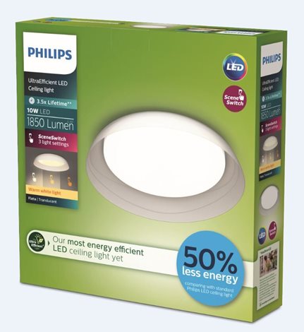 Fleta UltraEfficient stropní svítidlo LED 10W 1850lm 2700K SceneSwitch 35cm IP20, transparentní 2