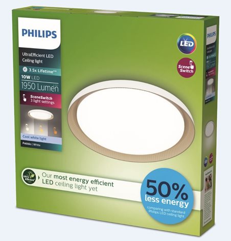 Pebblo UltraEfficient stropní svítidlo LED 10W 1950lm 4000K SceneSwitch CRI80 32cm kulaté IP20, bílé 2