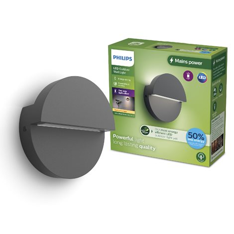 Valor UltraEfficient venkovní nástěnné LED svítidlo 4,3W 800lm 2700K IP44, antracitové 1