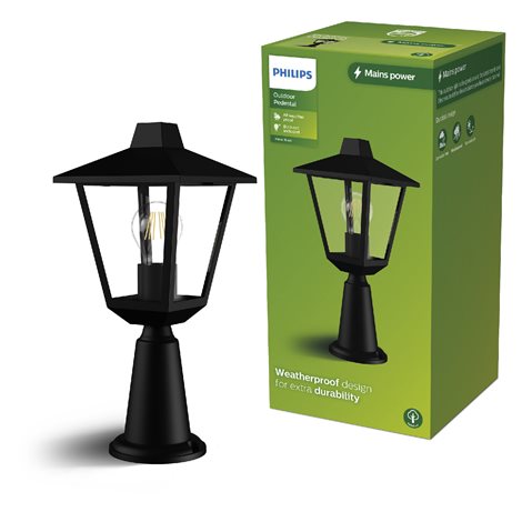 Kinno venkovní sloupkové svítidlo E27 max. 1x25W bez zdroje IP44 38,5cm, černé 1